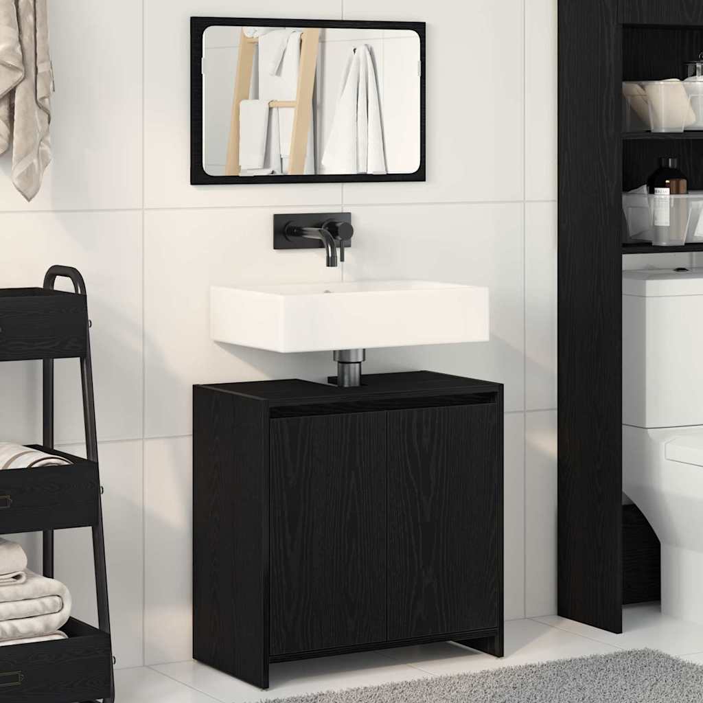 Badekabinett med dør Svart Eik 60 x 33 x 61 cm Konstruert tre