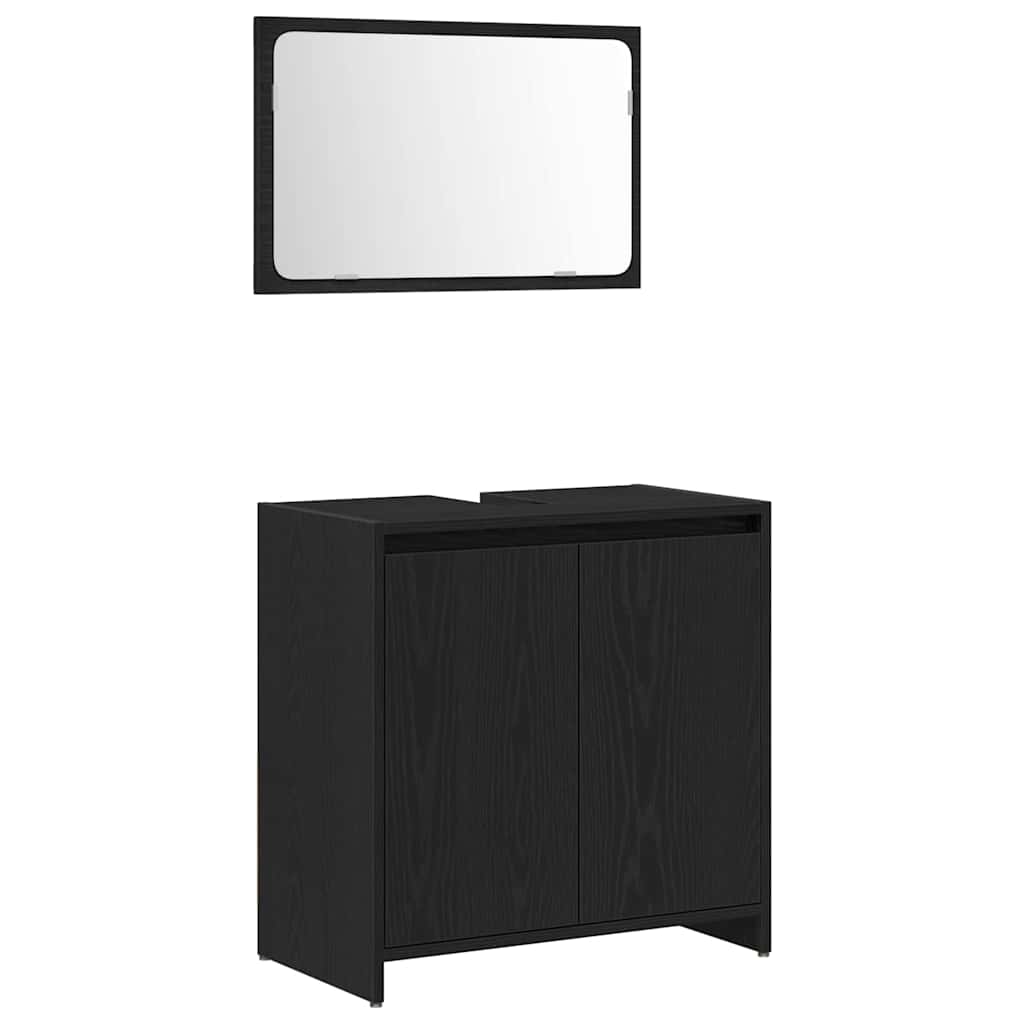 Badekabinett med dør Svart Eik 60 x 33 x 61 cm Konstruert tre