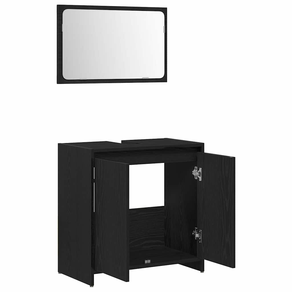 Badekabinett med dør Svart Eik 60 x 33 x 61 cm Konstruert tre