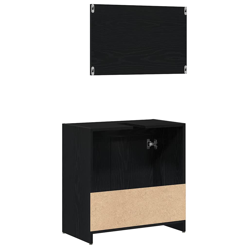 Badekabinett med dør Svart Eik 60 x 33 x 61 cm Konstruert tre