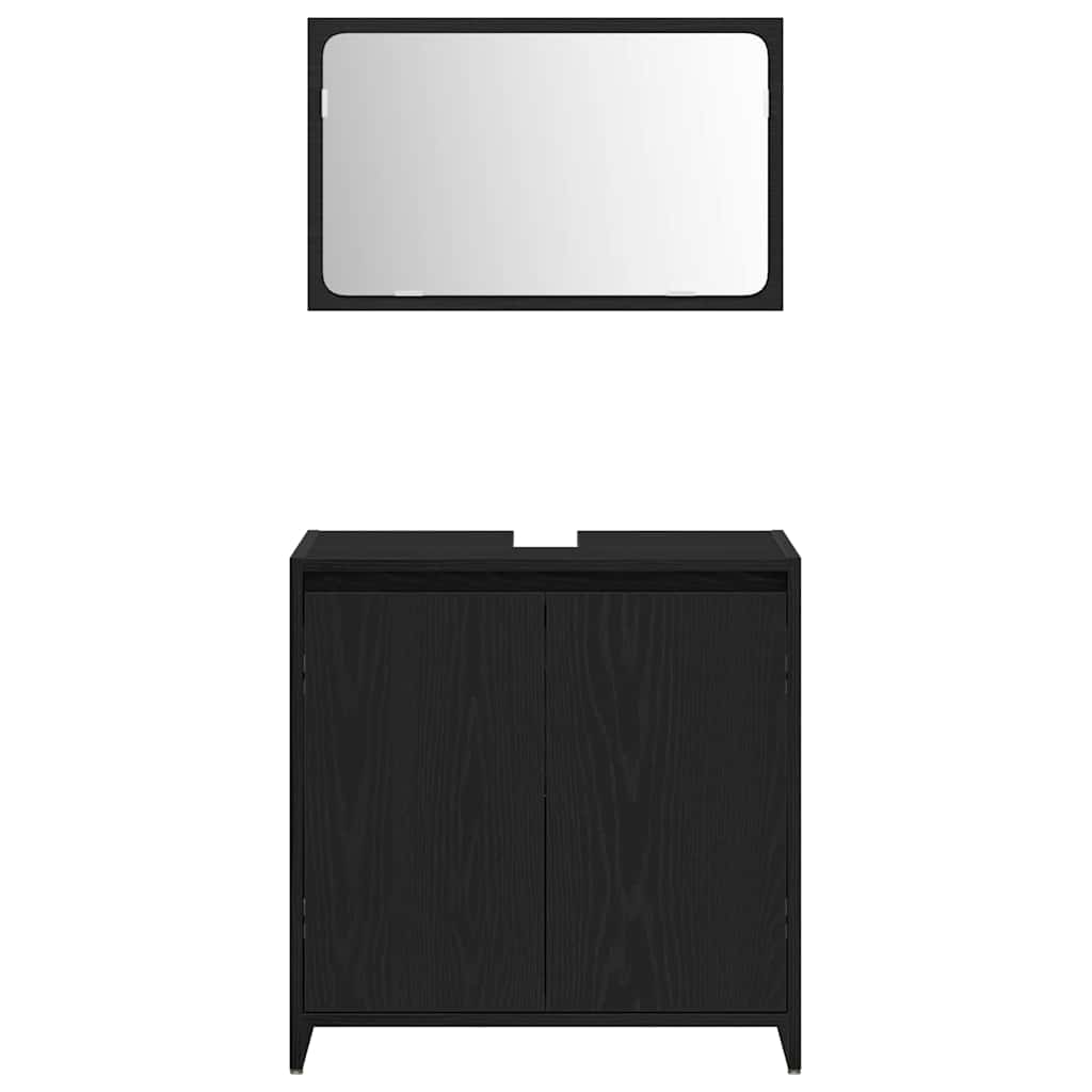 Badekabinett med dør Svart Eik 60 x 33 x 61 cm Konstruert tre