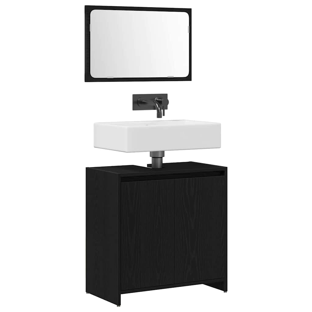 Badekabinett med dør Svart Eik 60 x 33 x 61 cm Konstruert tre