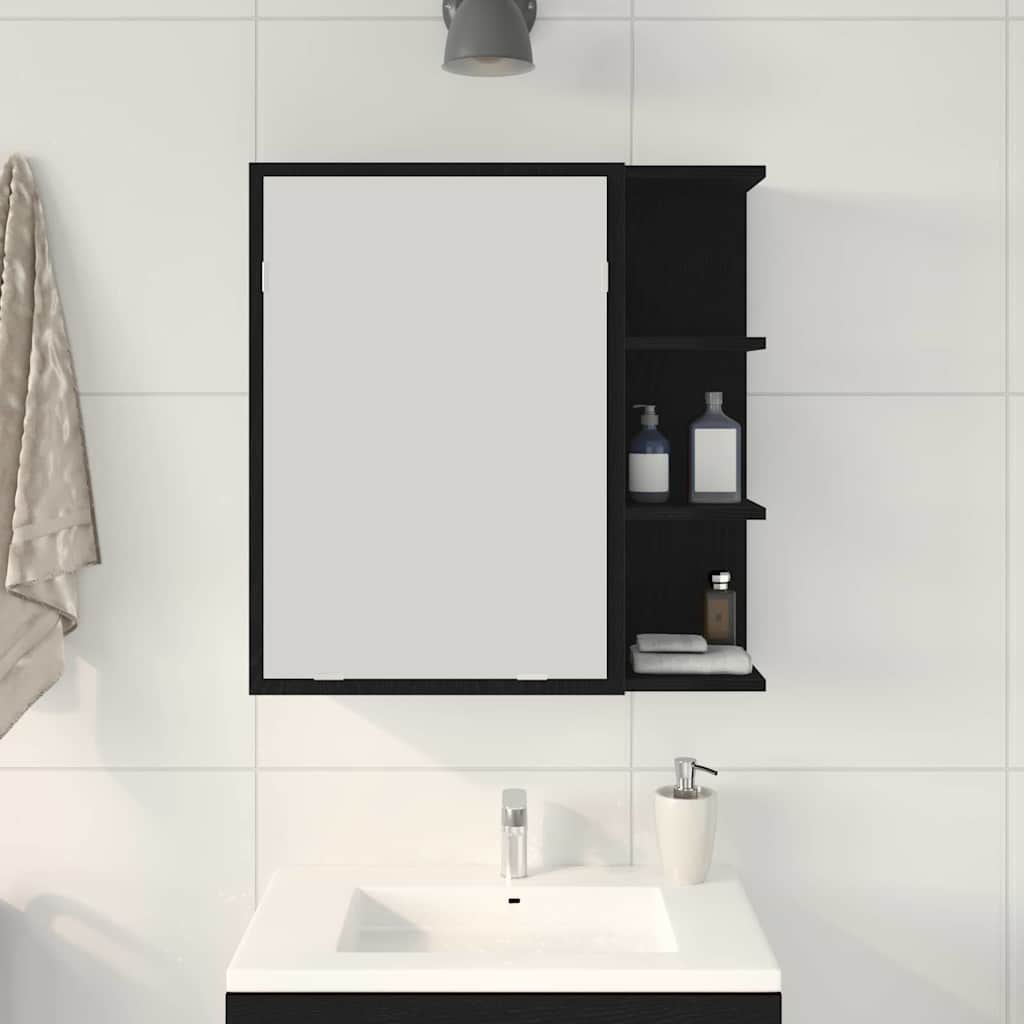 Badspeilskap Svart Eik 62,5x20,5x64cm Laget av tre