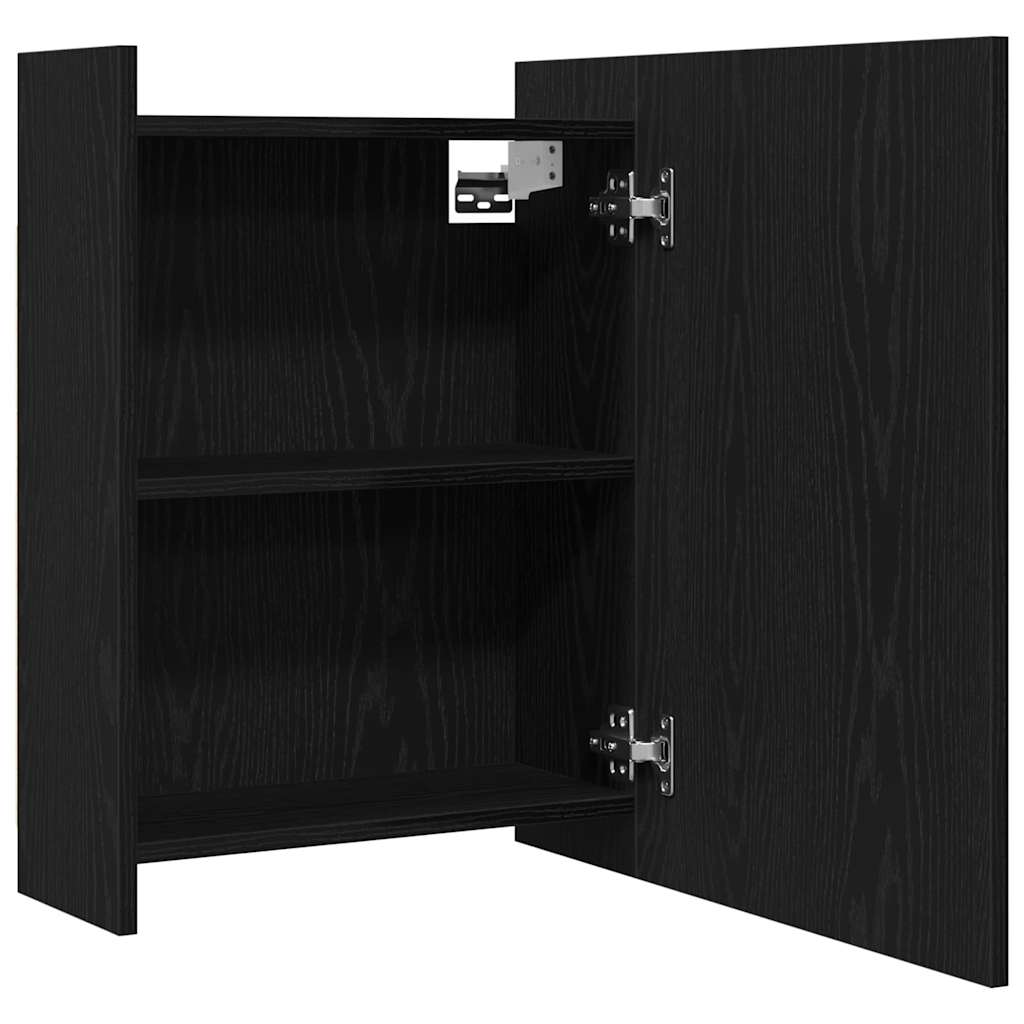 Badspeilskap Svart Eik 62,5x20,5x64cm Laget av tre