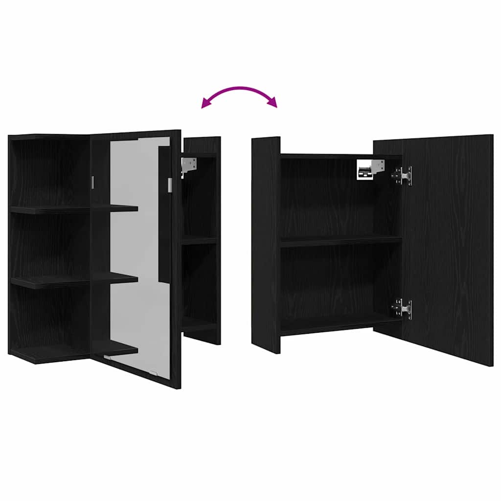 Badspeilskap Svart Eik 62,5x20,5x64cm Laget av tre