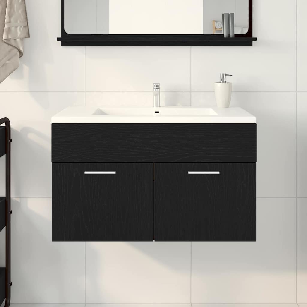 Badevaskskap Sort Eik 80x38,5x46 cm laget av tre