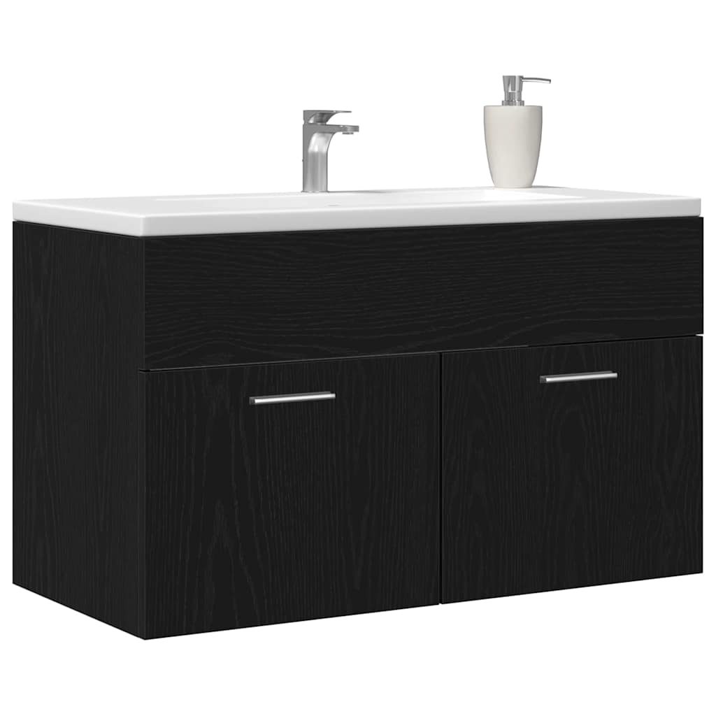 Badevaskskap Sort Eik 80x38,5x46 cm laget av tre