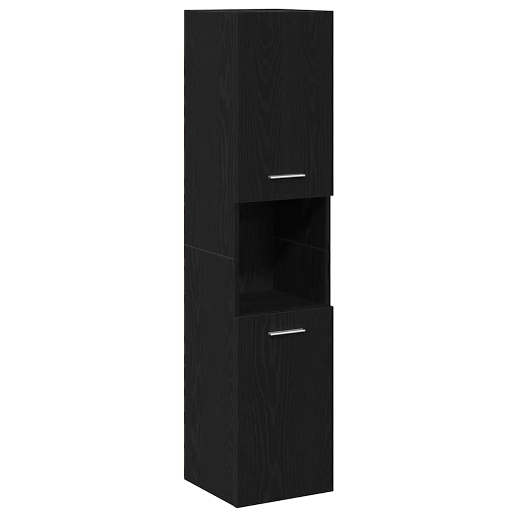 Baderom Veggskap Svart Eik 30x30x130 cm Ingeniørtre
