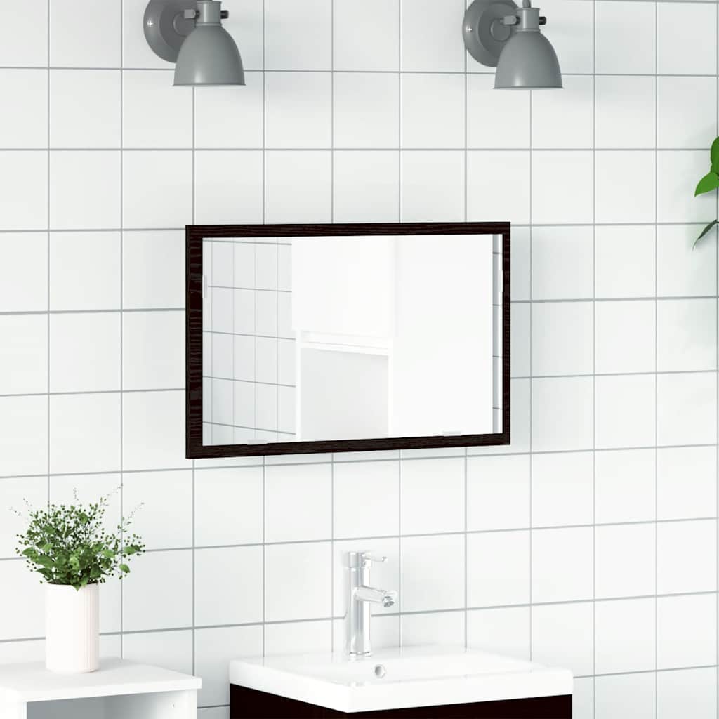 Baderomsspeil med LED-lys svart eik 60x8,5x37 cm