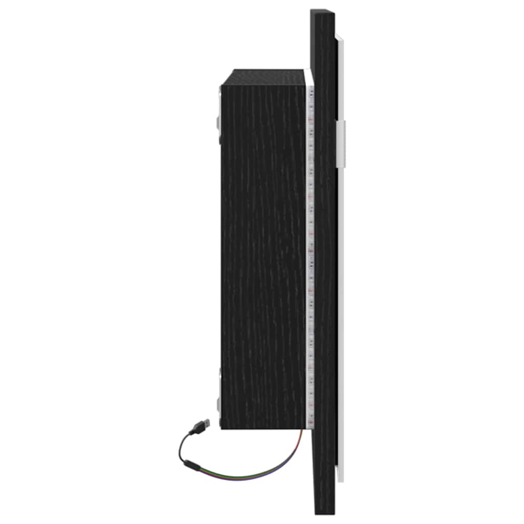 Baderomsspeil med LED-lys svart eik 60x8,5x37 cm