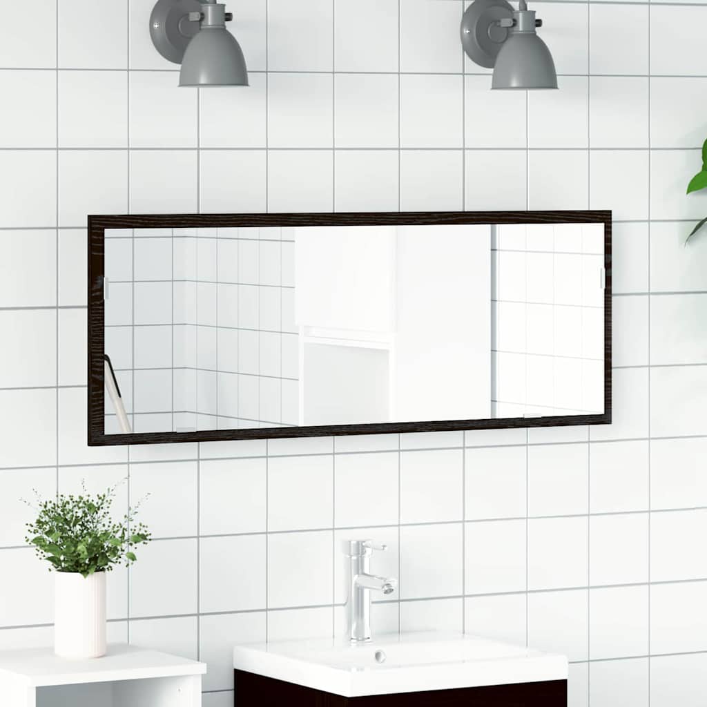 Baderomsspeil LED Badspeil i Svart Eik 100x8,5x37 cm