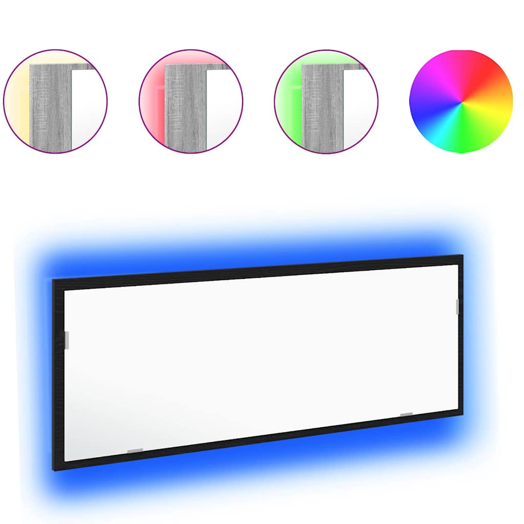 Baderomsspeil LED Badspeil i Svart Eik 100x8,5x37 cm