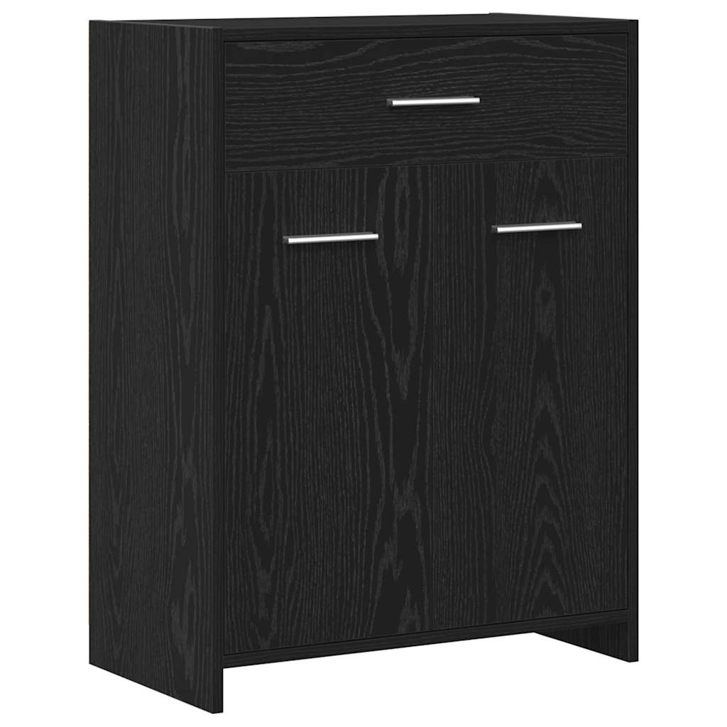 Baderomsskap med dør Svart Eik 60 x 33 x 80 cm Massivt eiketre