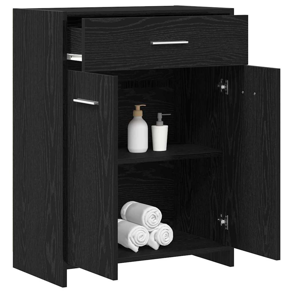 Baderomsskap med dør Svart Eik 60 x 33 x 80 cm Massivt eiketre