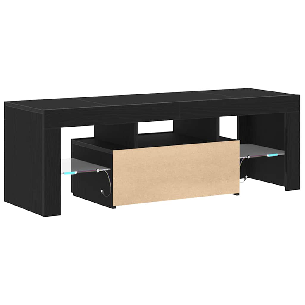 TV-Møbel Svart Eik TV-benk med LED-lamper 120x35x40 cm