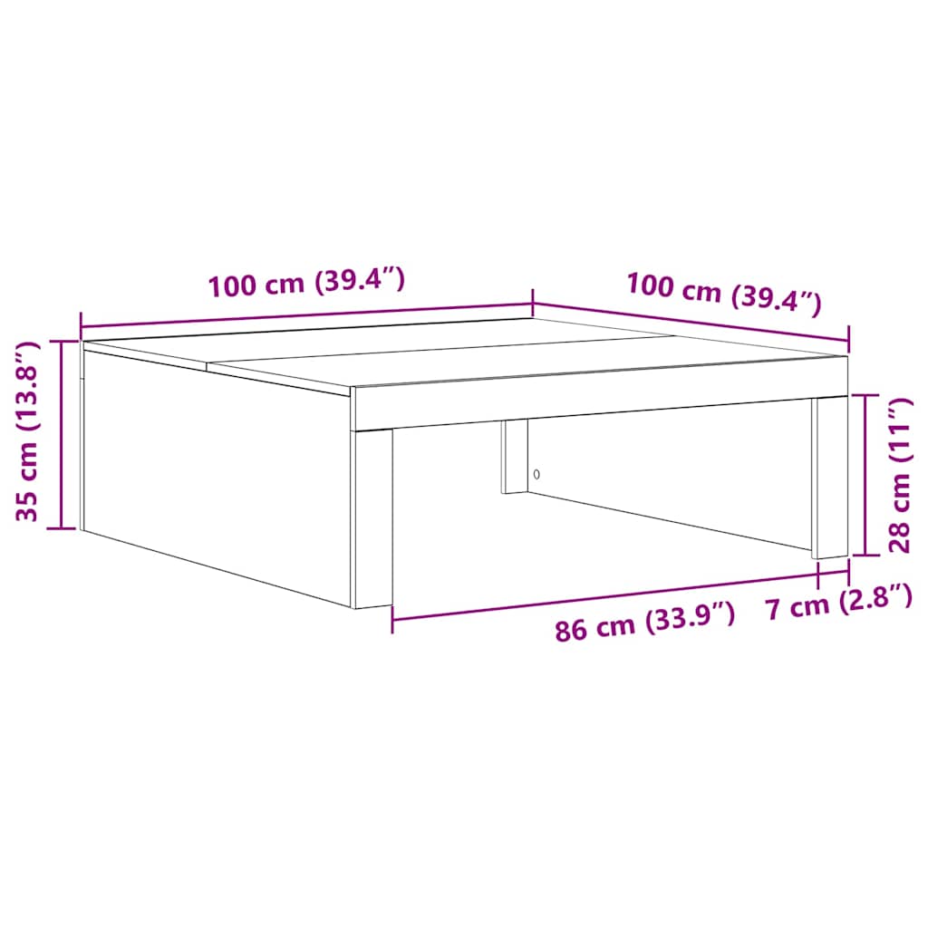 Svart Eik Kaffebord - 100 x 100 x 35 cm, Laget av Kvalitetstre