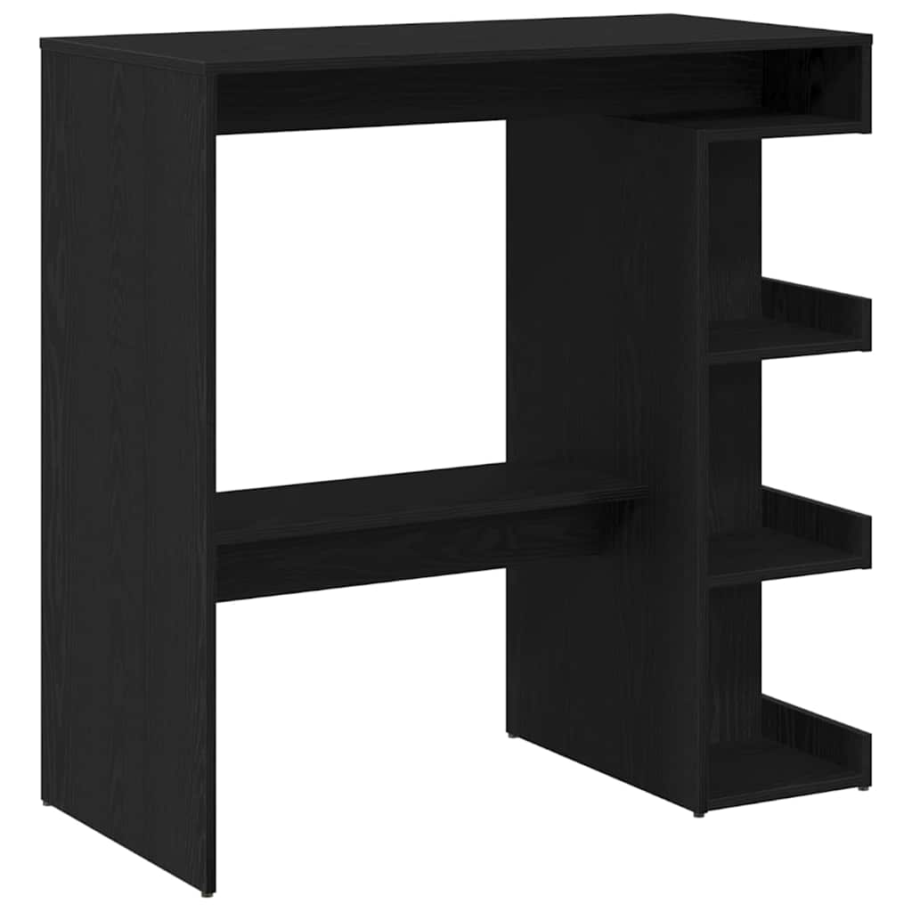 Svart Eik Barbord med Oppbevaringshylle, 100x50x101.5 cm