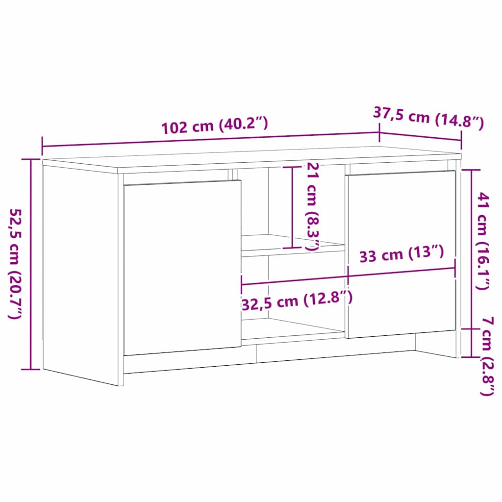 TV-Møbel Svart Eik TV-benk 102x37,5x52,5 cm,