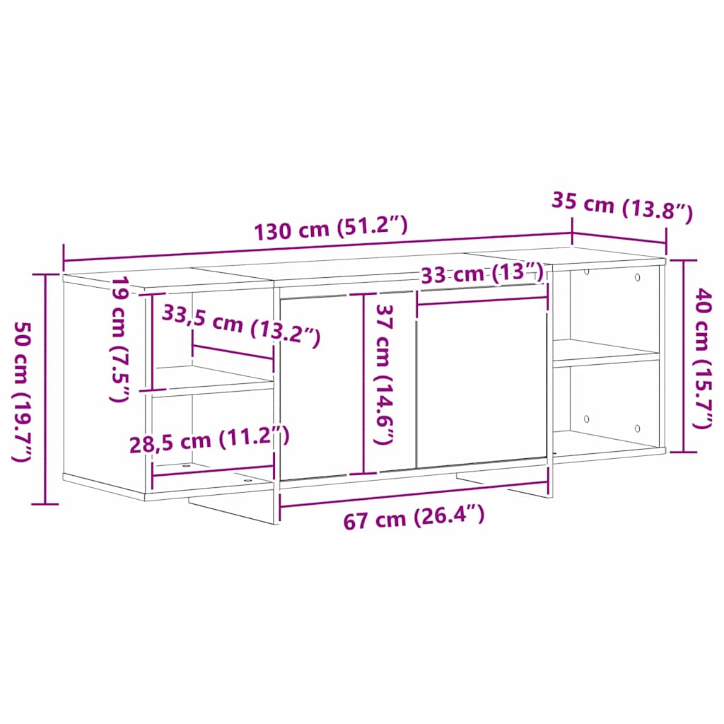 TV-Møbel Svart Eik TV-skap 120 x 30 x 40,5 cm