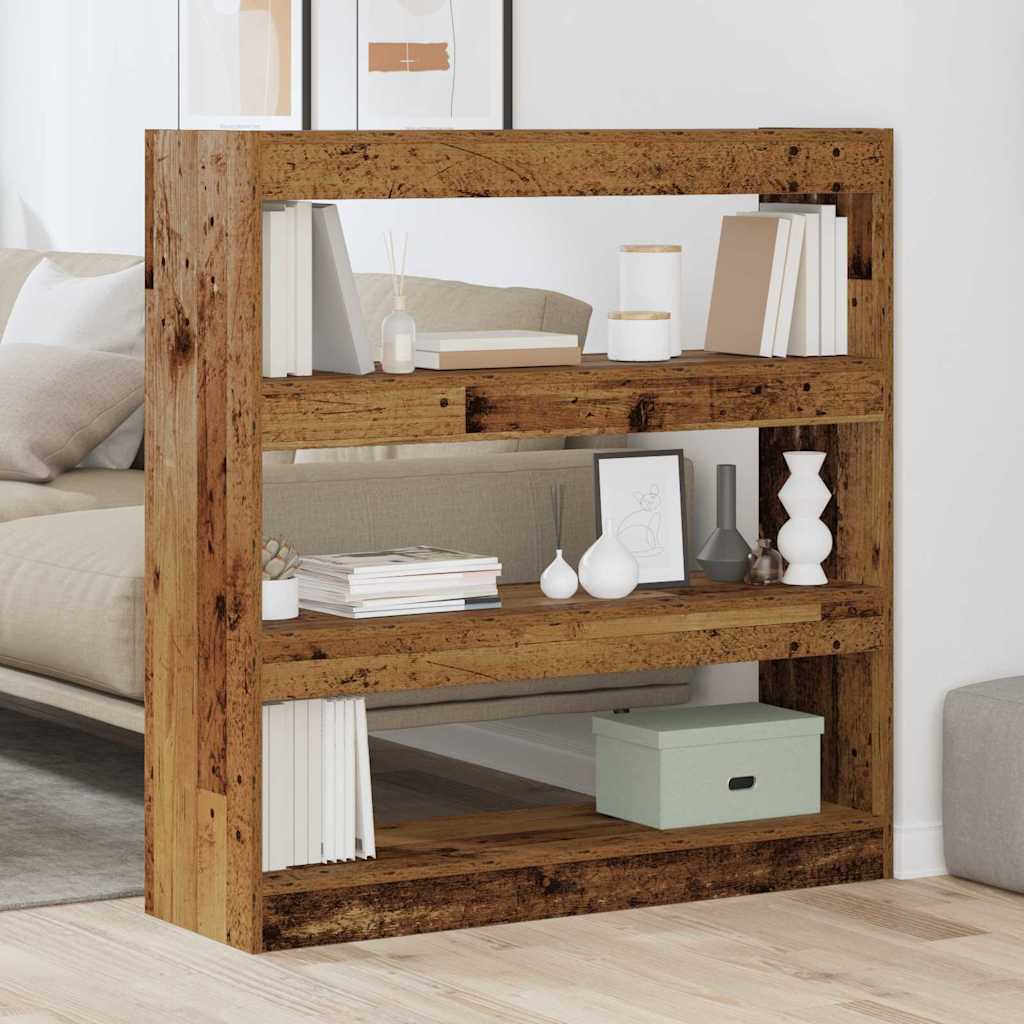 Bokhylle Brun Romdeler - Rustikk Tre - 100x30x103cm -