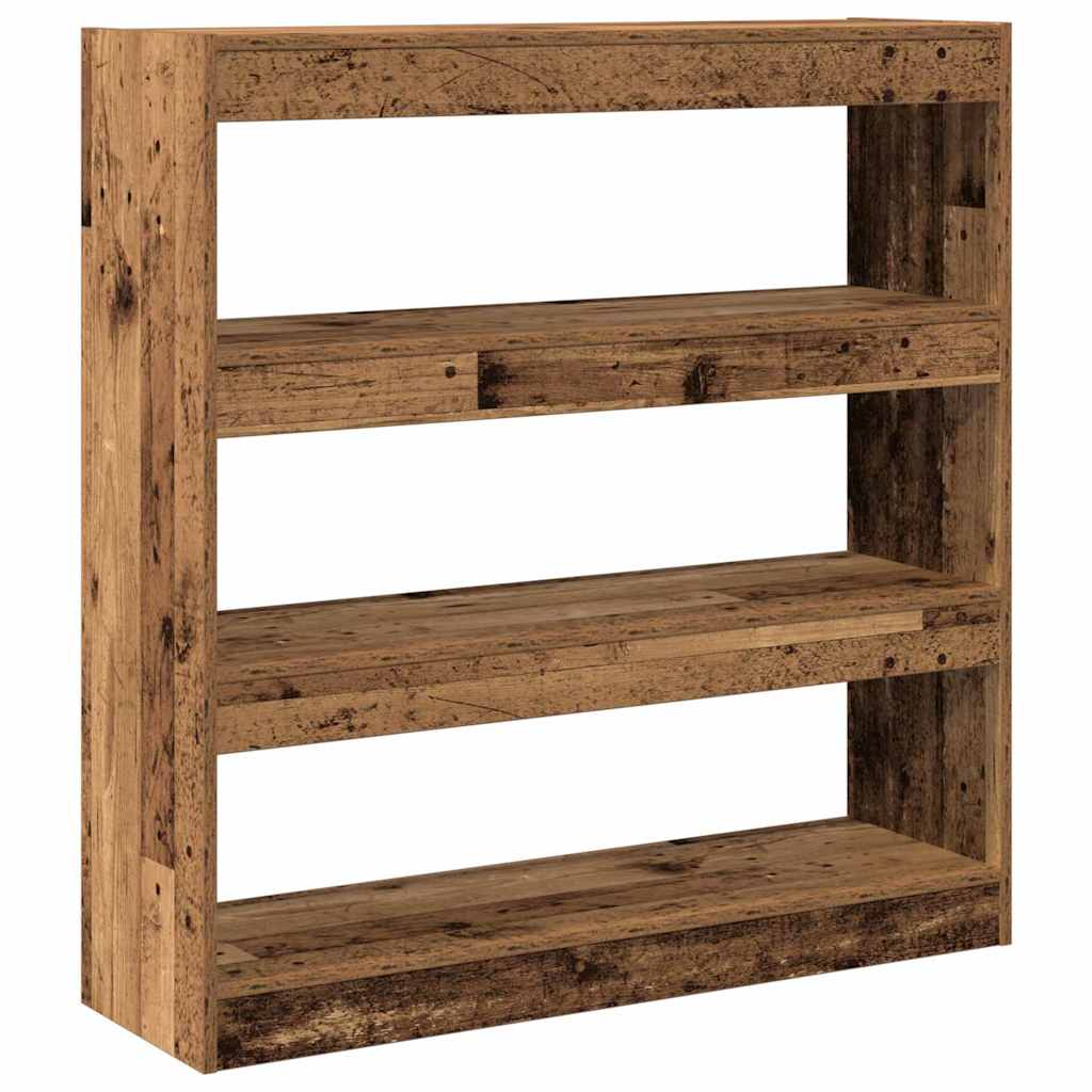 Bokhylle Brun Romdeler - Rustikk Tre - 100x30x103cm -