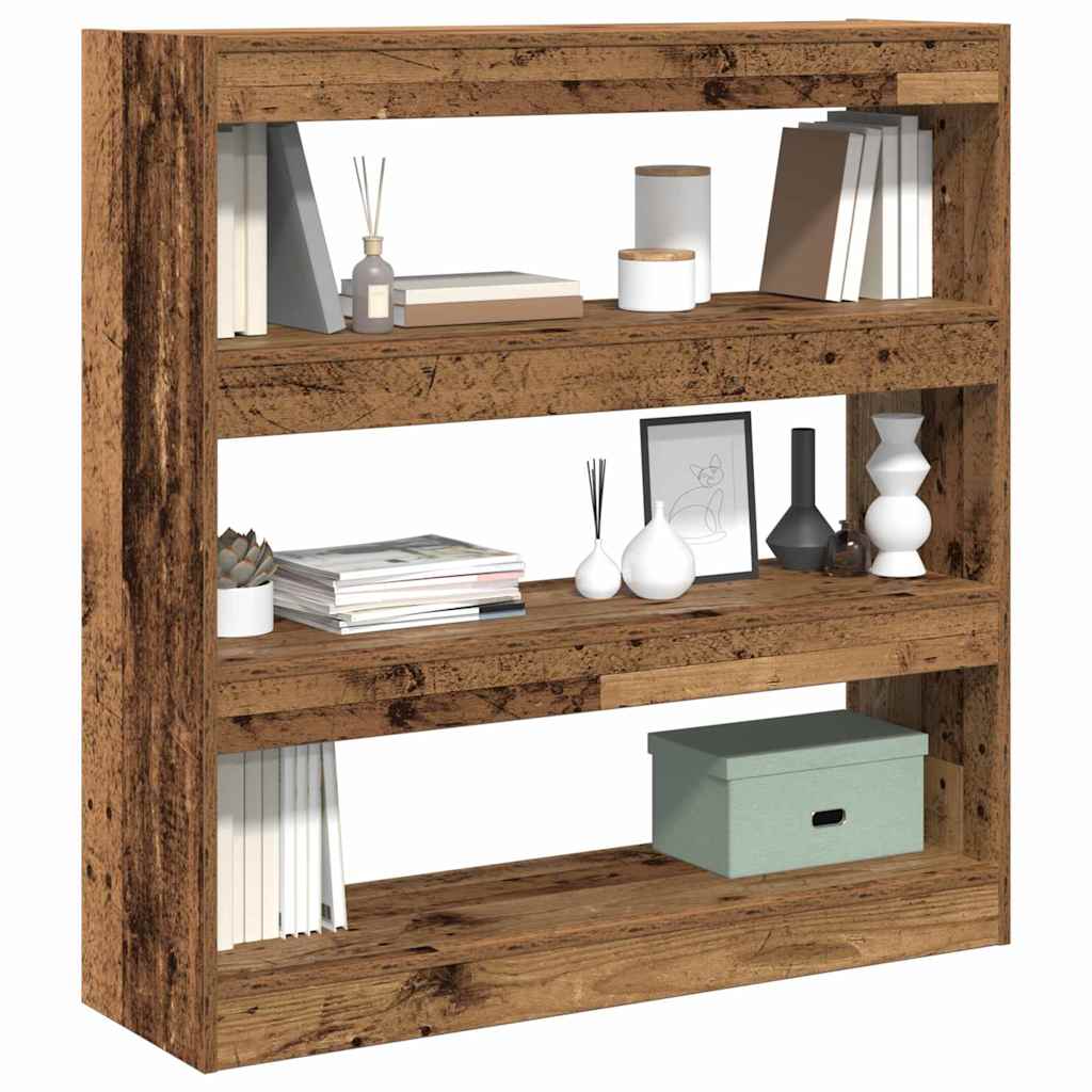 Bokhylle Brun Romdeler - Rustikk Tre - 100x30x103cm -