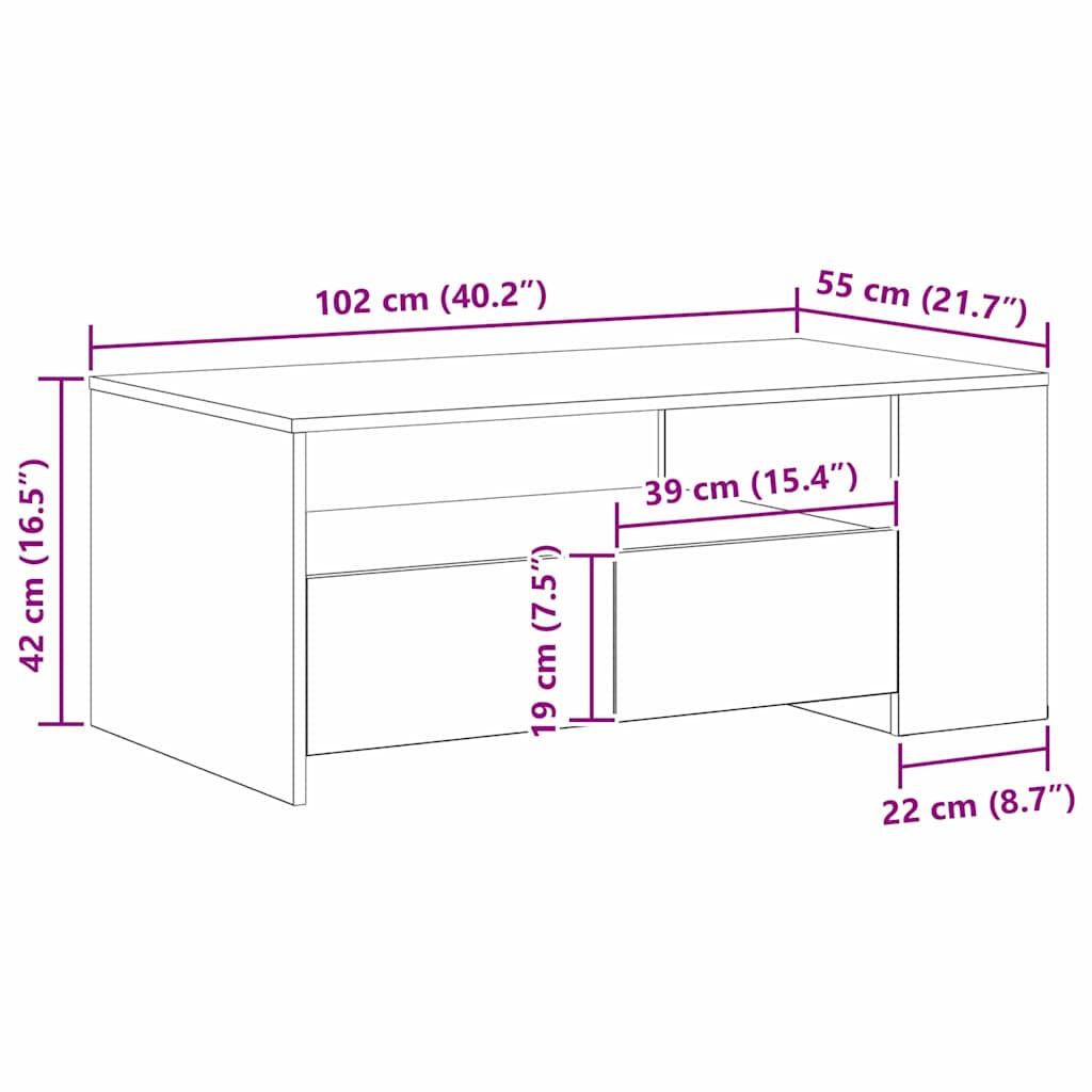 Svart Eik Kaffebord 102x55x43.5 cm Laget av Ingeniørtre