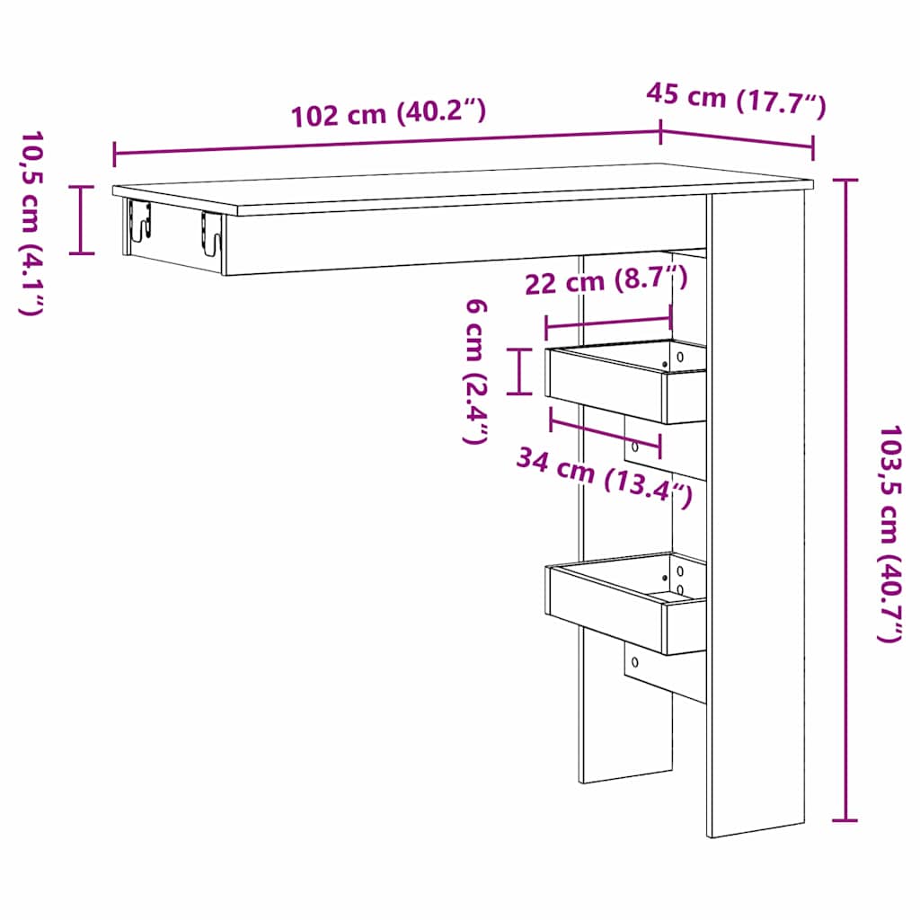 Barbord - Svart Eik - 102x55x103.5 cm - Laget av Konstruert Tre
