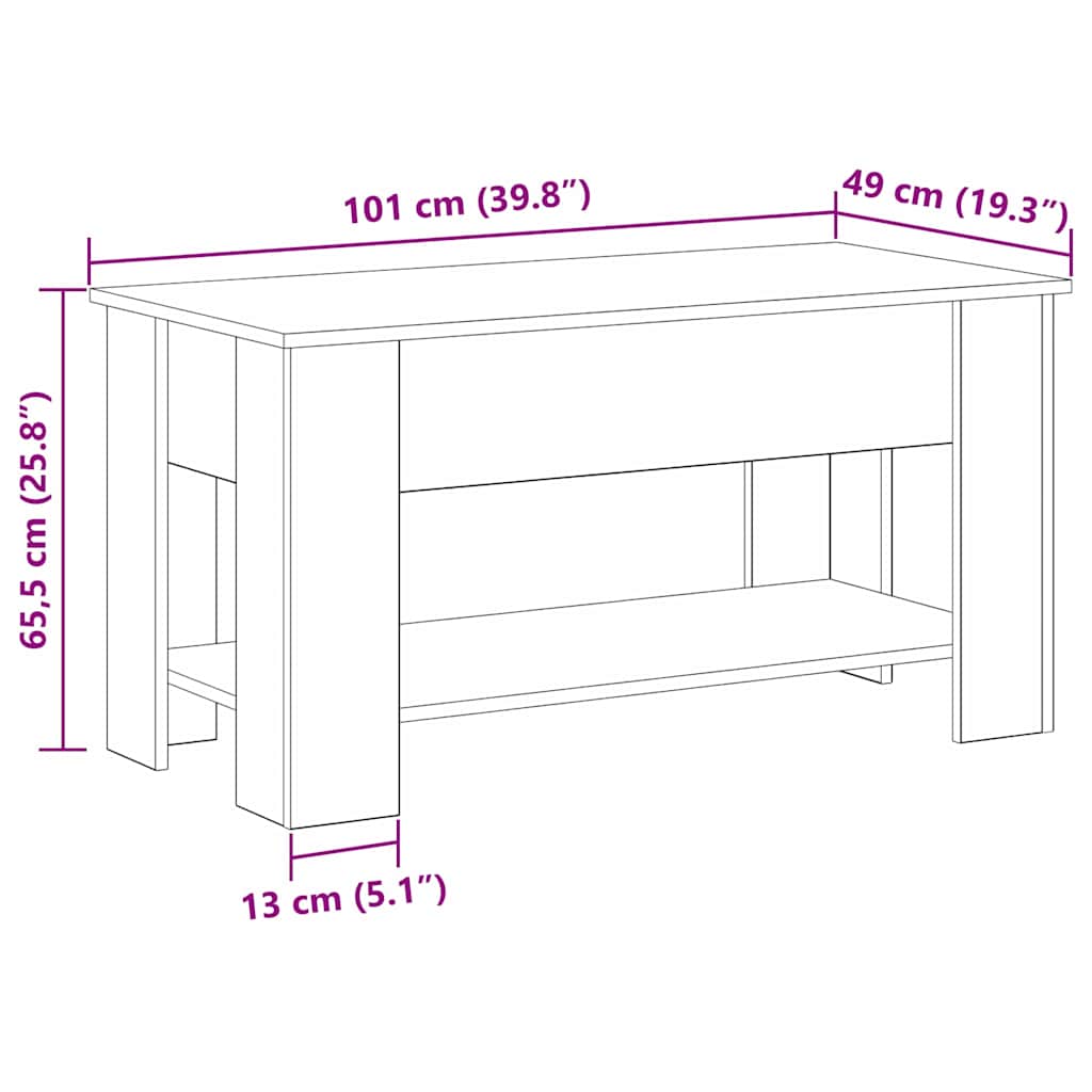 Svart Eik Kaffebord - 101x49x52 cm Laget av Ingengjert Tre