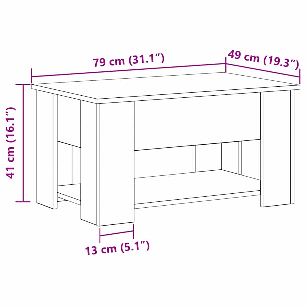 Svart Eik Kaffebord 79x49x41 cm Laget av konstruert tre