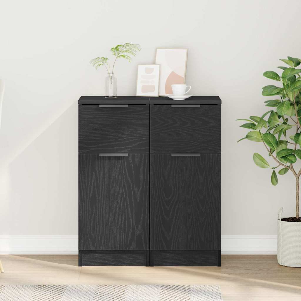 Sidebord Svart Eik 30x30x70 cm