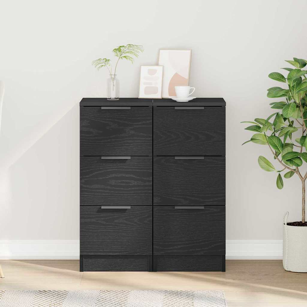 Sidebord Svart Eik 2 stk 30x30x70 cm