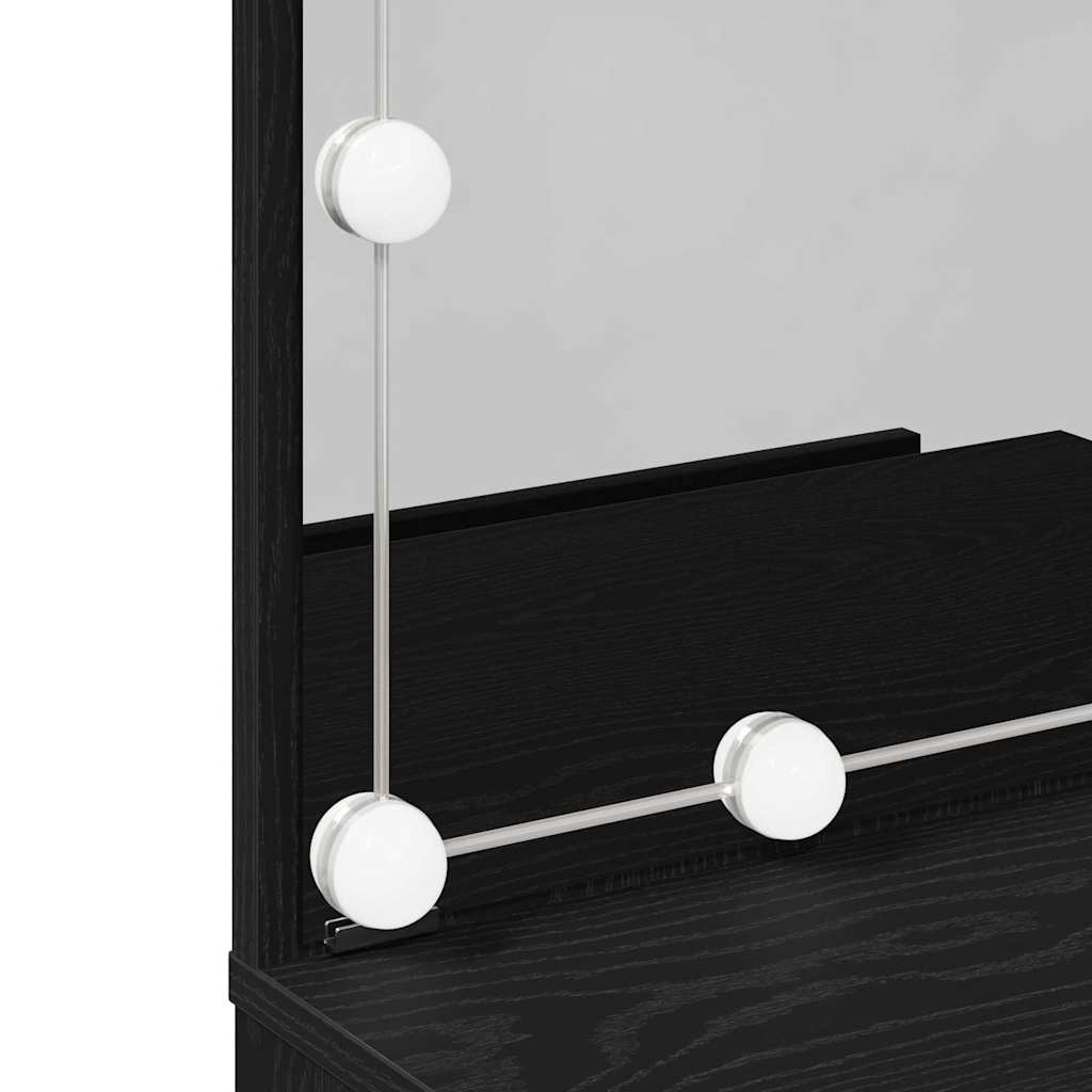 Sminkebord Svart Eik LED 60x40x140 cm,