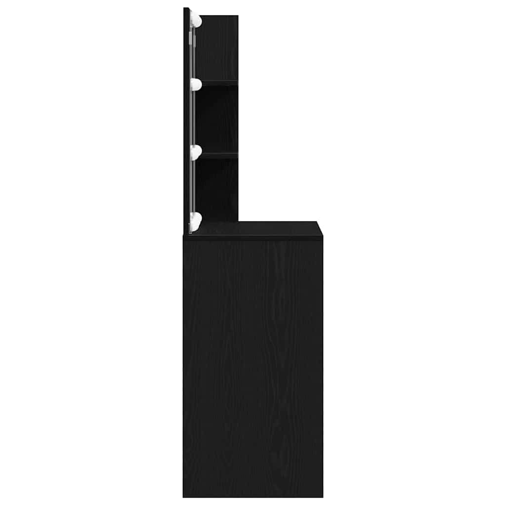 Sminkebord Svart Eik LED 60x40x140 cm,