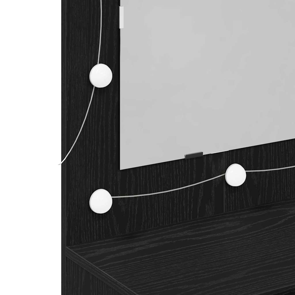 Baderomsspeil LED Speilkabinett i Svart Eik - 90x31.5x62 cm
