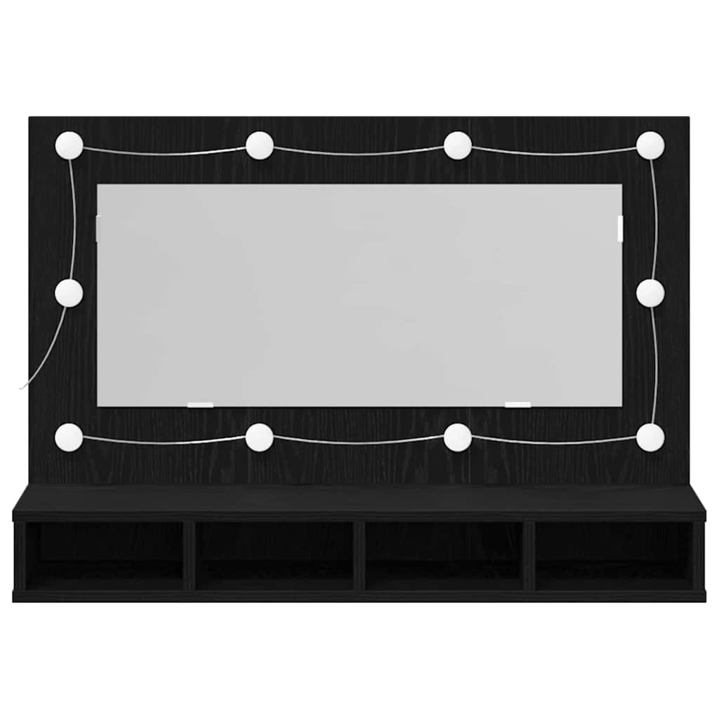 Baderomsspeil LED Speilkabinett i Svart Eik - 90x31.5x62 cm