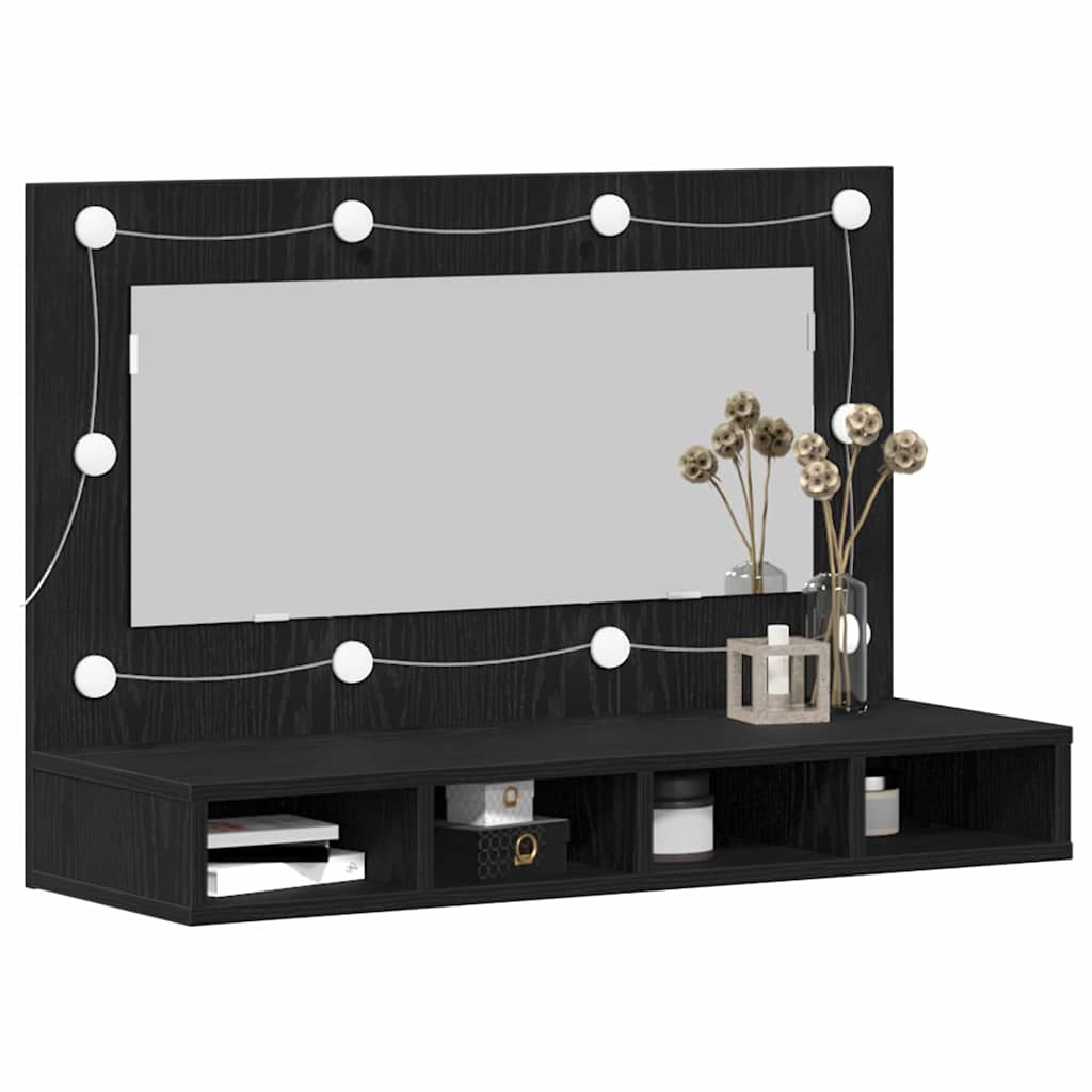 Baderomsspeil LED Speilkabinett i Svart Eik - 90x31.5x62 cm