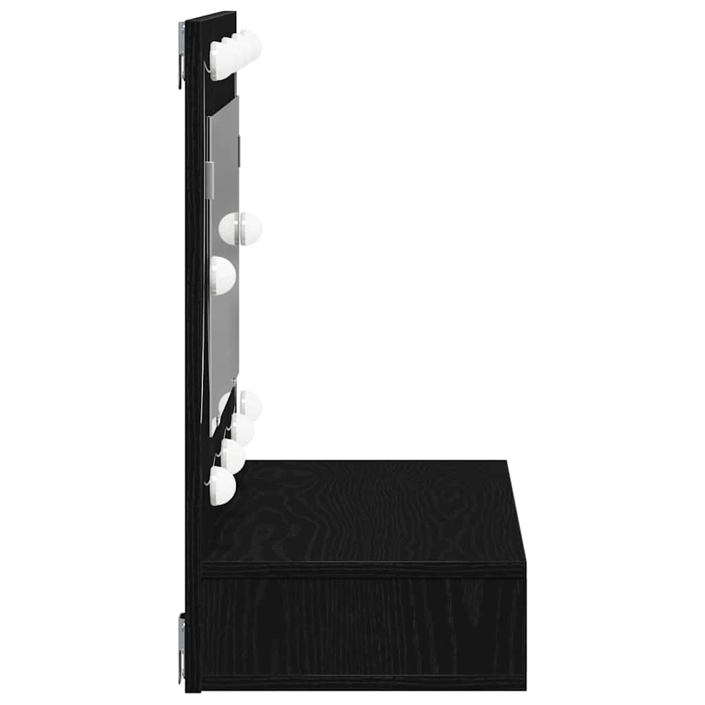 Baderomsspeil LED Speilkabinett i Svart Eik - 90x31.5x62 cm