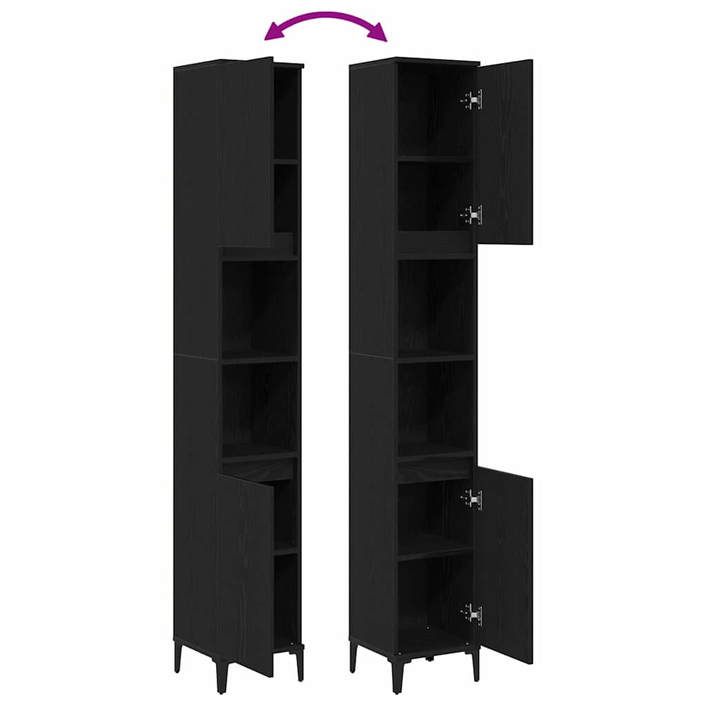 Baderomsskap Svart Eik 30x30x190 cm