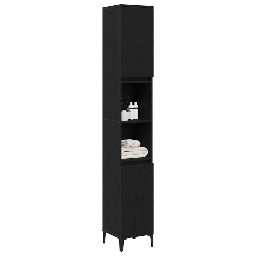 Baderomsskap Svart Eik 30x30x190 cm