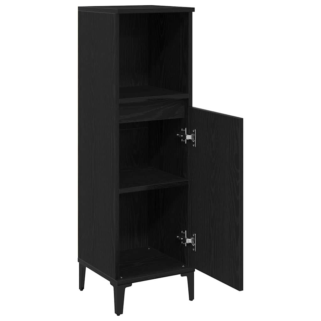 Baderomsskap Svart Eik 30x30x100 cm Konstruert tre