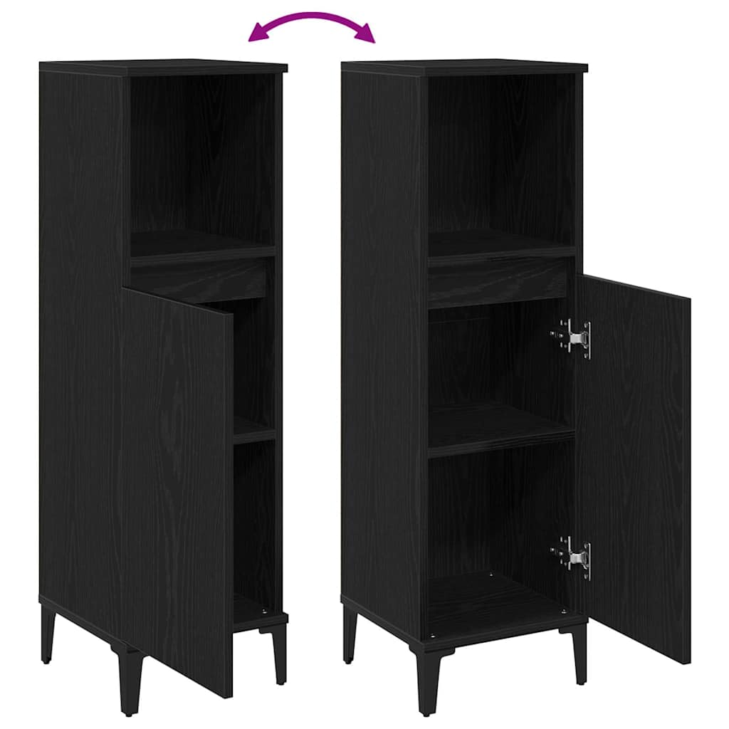 Baderomsskap Svart Eik 30x30x100 cm Konstruert tre