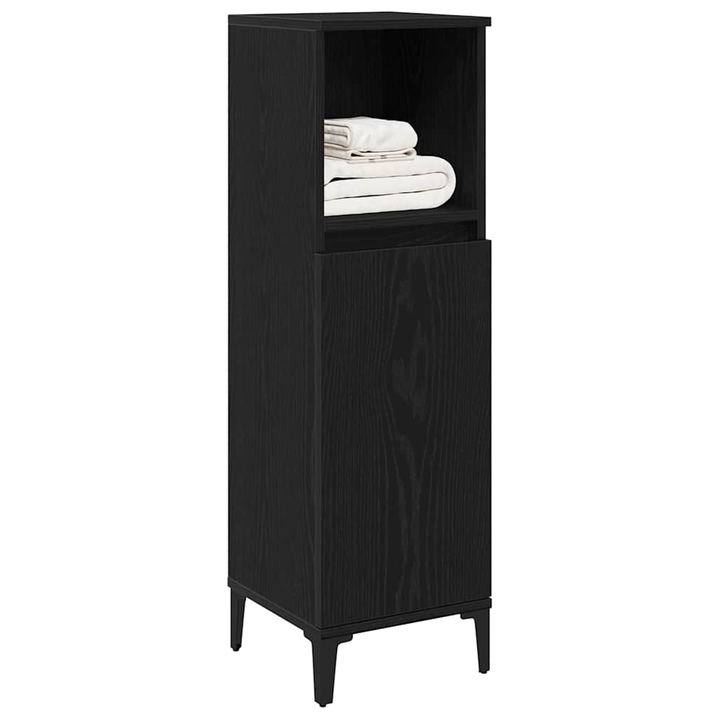 Baderomsskap Svart Eik 30x30x100 cm Konstruert tre