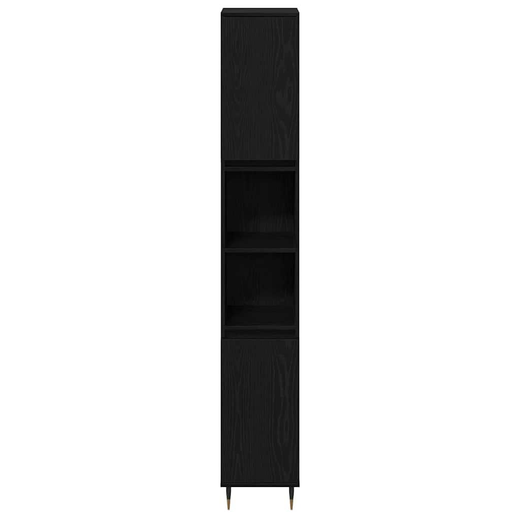 Baderomsskap med dør Svart Eik 30 x 30 x 190 cm Konstruert tre