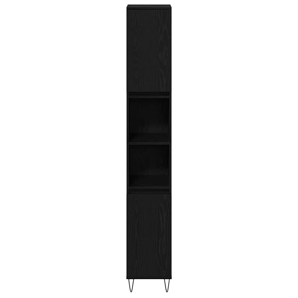 Baderomsskap med dør Svart Eik 30 x 30 x 190 cm Konstruert tre