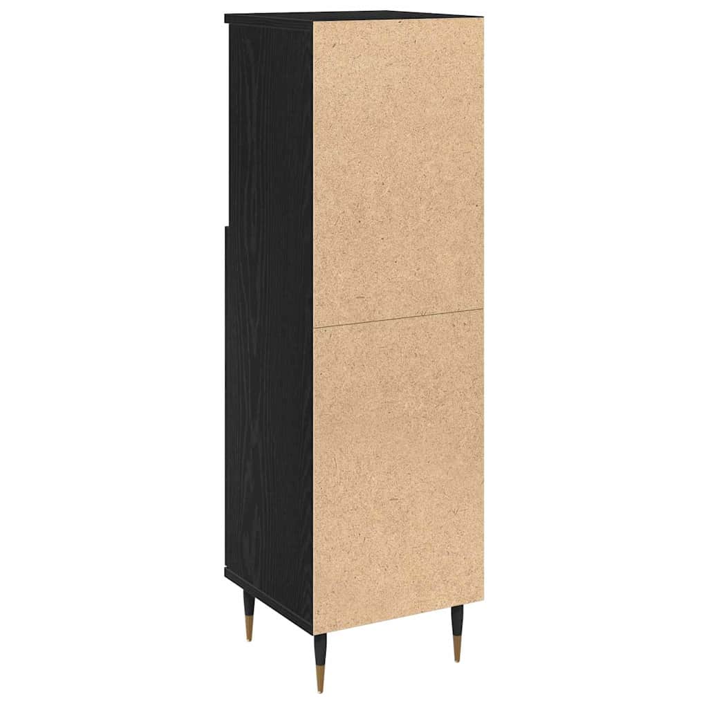 Baderomsskap med dør Svart Eik 30 x 30 x 100 cm Konstruert tre