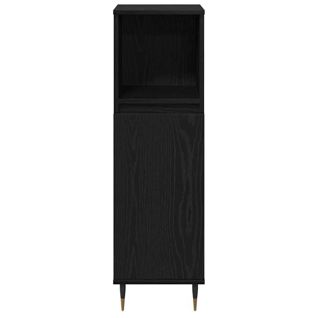 Baderomsskap med dør Svart Eik 30 x 30 x 100 cm Konstruert tre