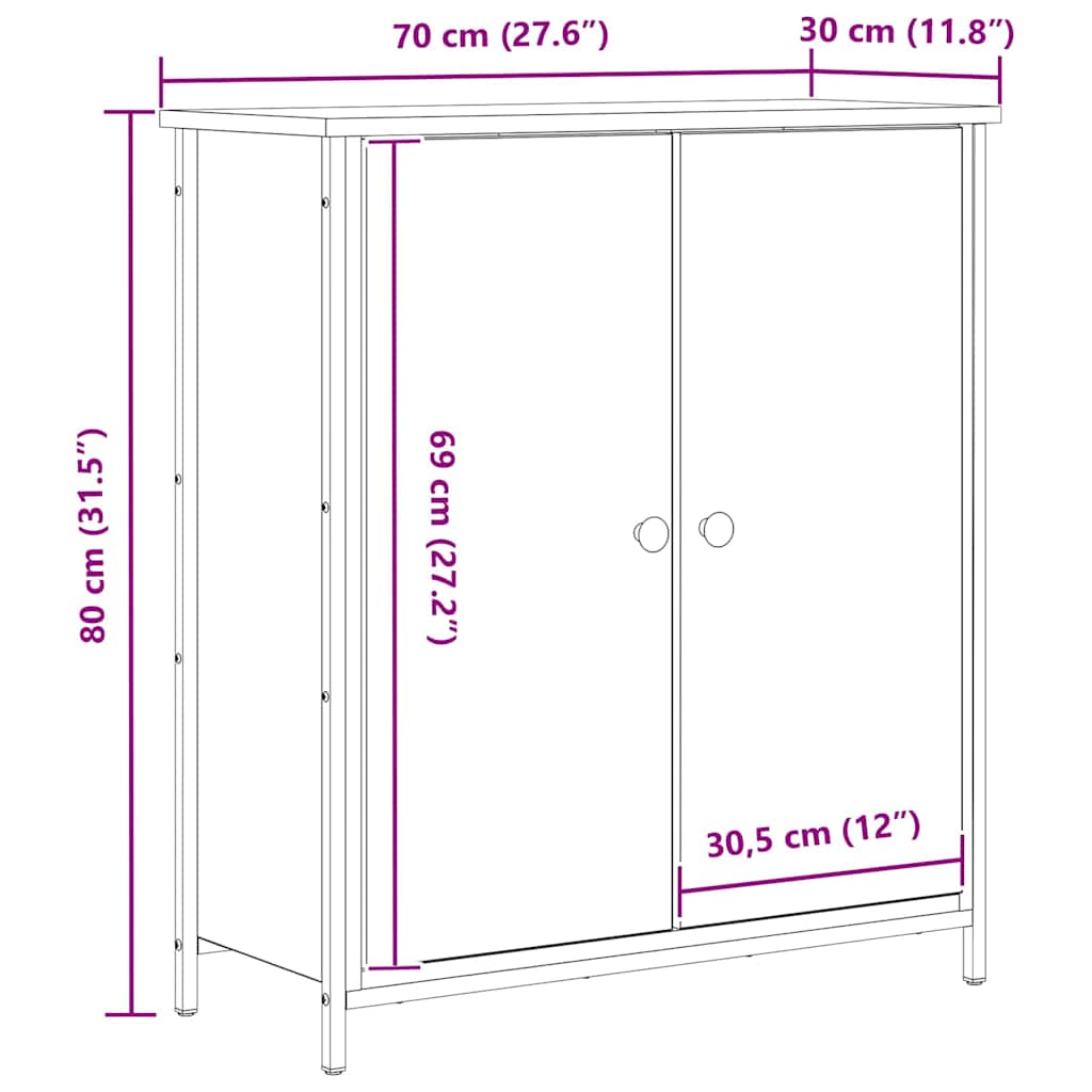 Skjenk Svart Eik 70x30x80 cm