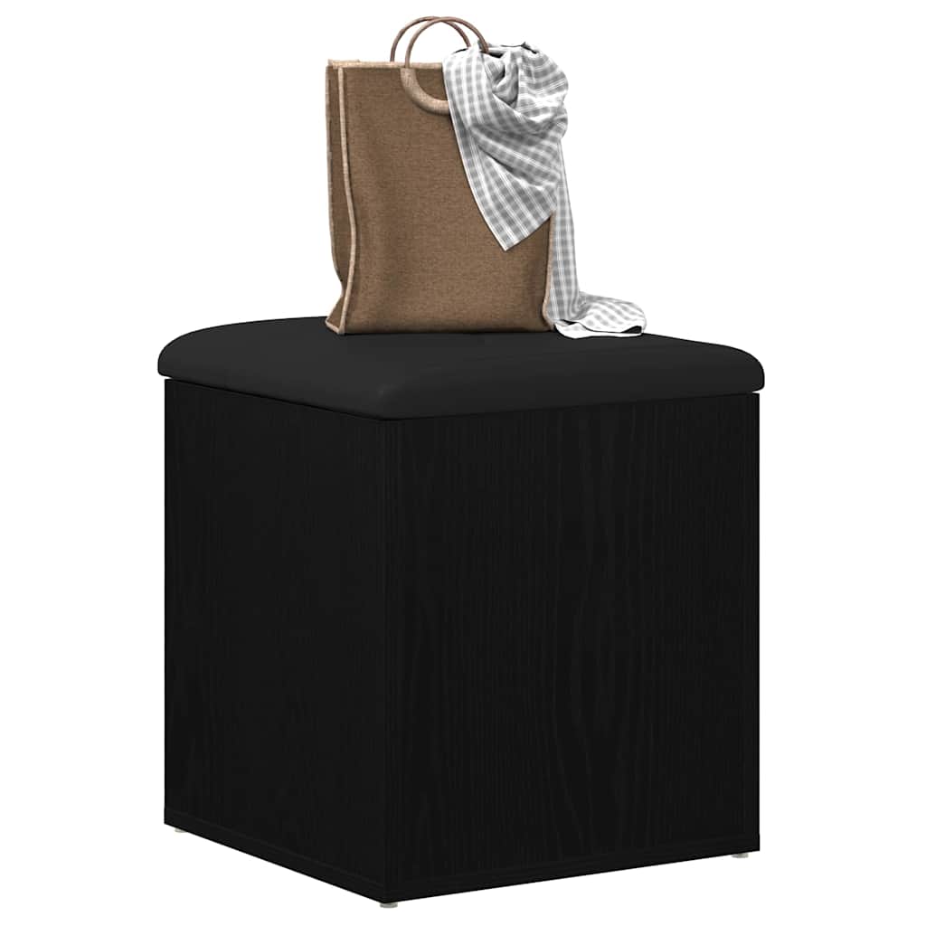 Oppbevaringsbenk Svart Eik 42x42x45 cm Solid Tre