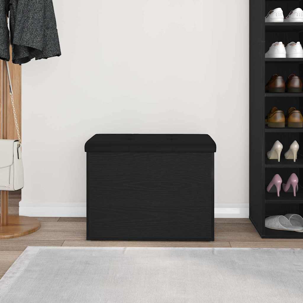 Oppbevaringsbenk Svart Eik 60x40x45 cm Konstruert Tre